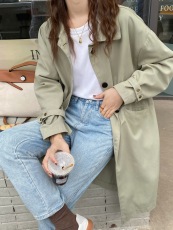实拍实价 2023春季新款小个子韩国东大门中长款风衣外套女上衣