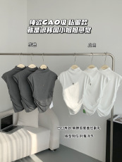 luna潞娜 半高领无袖T恤女早秋修身显瘦高级感短款上衣