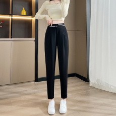 实拍#显瘦直筒哈伦裤女春季2023年新款直筒百搭高腰休闲裤女