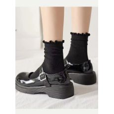 批发白色花边袜子女中筒四季款玛丽珍鞋木耳边袜ins百搭JK日系 长筒袜