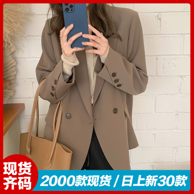高级感咖色西服上衣2023年春季新款小个子休闲正装西装外套女秋冬