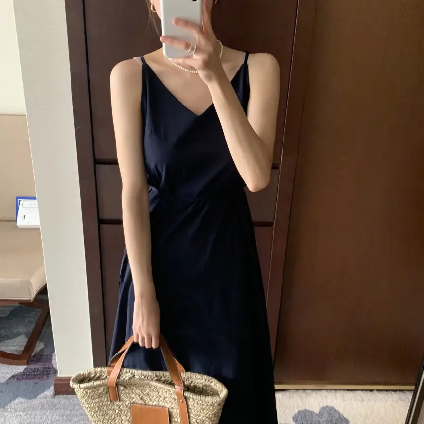 여성용 V넥 슬리브리스 원피스 상세 이미지 18