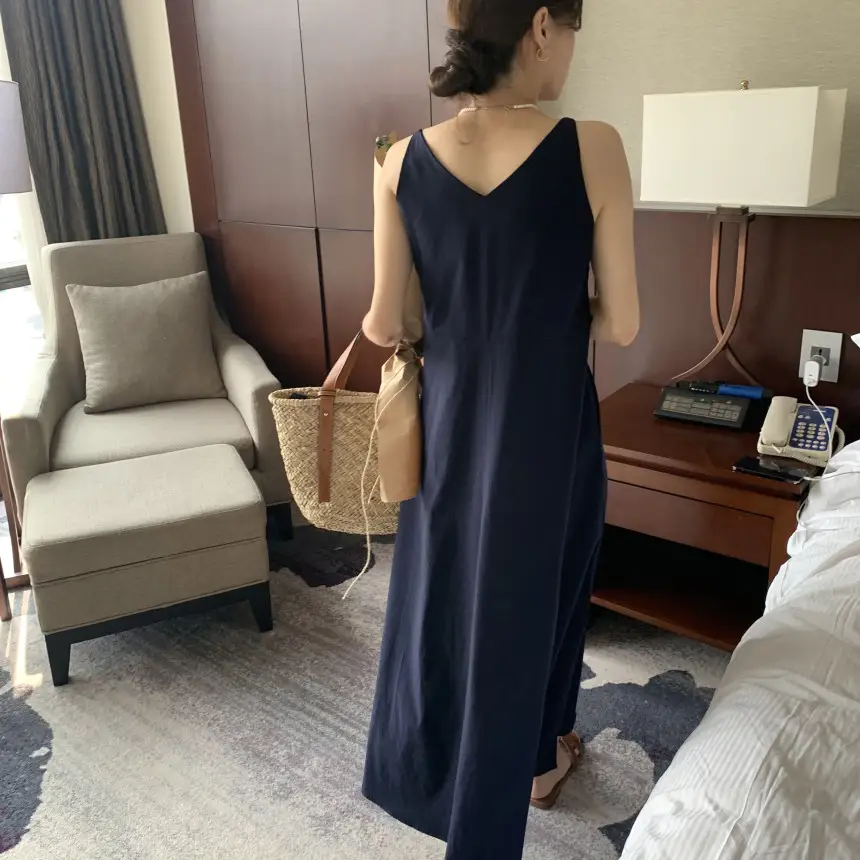 여성용 V넥 슬리브리스 원피스 상세 이미지 19