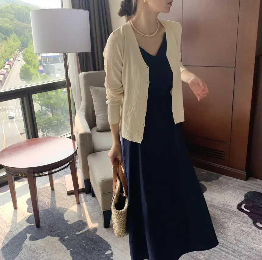 여성용 V넥 슬리브리스 원피스 상세 이미지 24