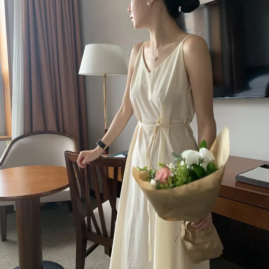여성용 V넥 슬리브리스 원피스 상세 이미지 58
