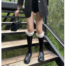 批发实拍实价~羊羔毛边中筒袜毛球可爱小腿袜麻花扭纹显瘦堆堆袜女