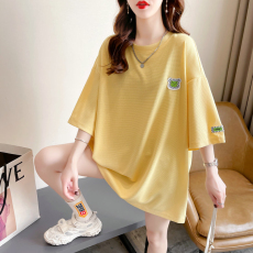 实拍棉质网红ins潮超火短袖t恤女夏季宽松休闲设计感小众百搭上衣