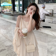 实拍~大码女装2023春夏新款爱丽丝梦游仙境超仙吊带连衣裙套装