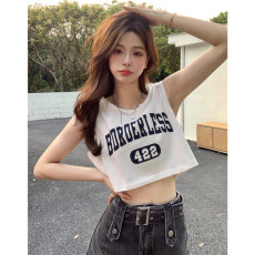 批发已出货 纯棉 美式<b class='q'>运动</b>背心T恤女春夏新款辣妹风字母