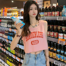 批发已出货 纯棉 美式<b class='q'>运动</b>背心T恤女春夏新款辣妹风字母