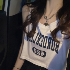 批发已出货 纯棉 美式<b class='q'>运动</b>背心T恤女春夏新款辣妹风字母