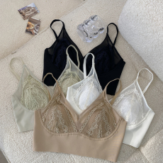 批发实拍大码蕾丝美背法式兔耳朵水晶透气杯聚拢<b class='q'>内衣</b>无痕冰丝打底吊带