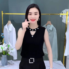 批发钉珠小背心吊带女春夏新款西装<b class='q'>外套</b>螺纹内搭小衫无袖T恤上衣套头