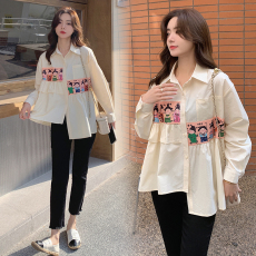 批发（实拍）长袖新款孕妇秋装设计感减龄不规则衬衣衫