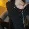 韩国代购正品 MI133气质黑色显身材~性感女人味露肩紧身长袖T恤tc轮播图2