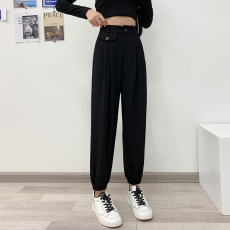 批发实拍西装裤子女春秋年新款秋装九分<b class='q'>哈伦</b>萝卜烟管女休闲裤好质量