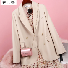 批发高级感炸街小西服女米色外套春秋2026今年流行休闲西装设计感小众