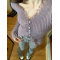 法式紫色毛边v领针织牛仔裤套装春秋设计感显瘦小个子淑女两件套轮播图2