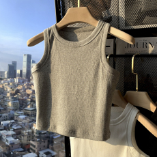 批发已出货 罗纹 吊带背心女外穿夏季新款修身短款无袖内搭上衣