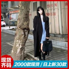 大衣2023年新款女装中长款黑色毛呢外套冬季穿搭韩版小个子秋冬季