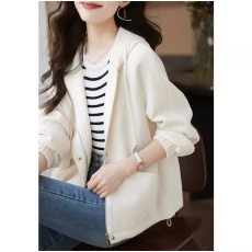 批发肌理感百搭连帽外套新款休闲运动风宽松开衫女