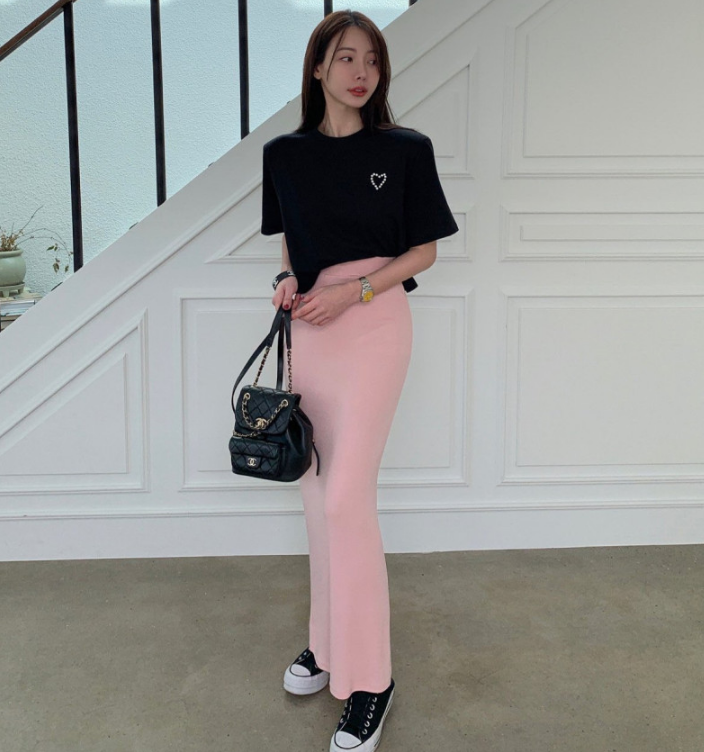 Original super slim high-waist slit hip-covering skirt