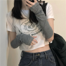 批发外贸韩版盐系短袖T恤女夏季新款日系修身短款露脐港味辣妹上衣ins
