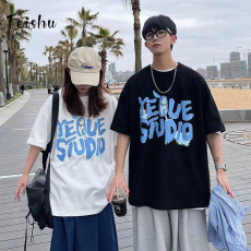 批发外贸韩版星球印花港风网红ins<b class='q'>短袖</b>T恤女宽松慵懒风学生<b class='q'>情侣</b><b class='q'>上衣</b>