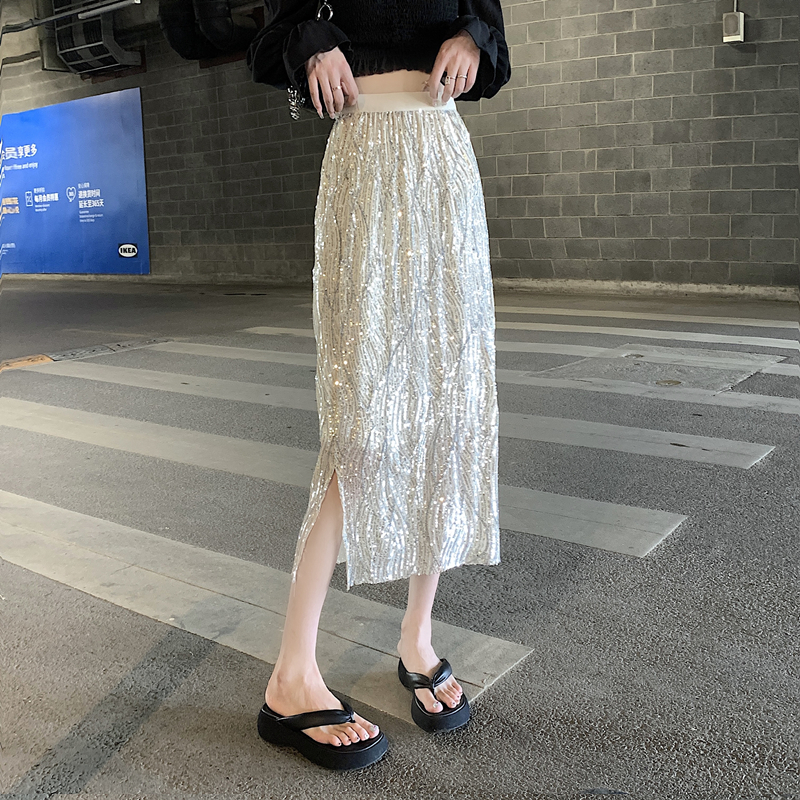 Real shot, real price, ready-made 2024 spring and summer new style, sparkling sequined bestie skirt, slimming and versatile skirt
