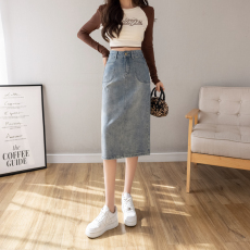 批发实拍2026夏季<b class='q'>牛仔</b>半身裙女高腰时尚中长裙小个子修身a字中裙包臀