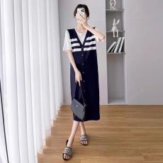 孕妇夏装套装夏季新款网红孕妇装韩版时尚条纹哺乳连衣裙2023裙子
