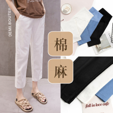 批发实拍孕妇裤子夏季孕妇装孕晚期洋气薄款休闲棉麻九分长裤<b class='q'>打底裤</b>夏