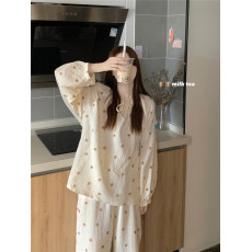 批发实拍 少女感奶茶波点<b class='q'>婴儿</b>棉家居服睡衣<b class='q'>套装</b>
