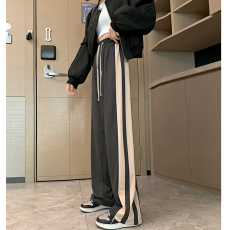 批发实拍春秋运动裤女加长版高个子超长阔腿裤高腰宽松罗马布拖地长裤