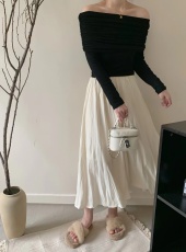 YUKISS飘飘不规则压褶仙女半裙/松紧腰半身裙长裙女春季甜美