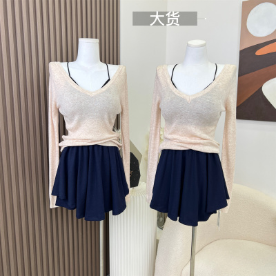 callmeear//初恋秀智韩版针织衫上衣＋吊带两件套女春夏套装