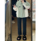 弹力直筒牛仔裤女2023春季新款大码胖mm高腰显瘦小个子烟管九分裤轮播图4