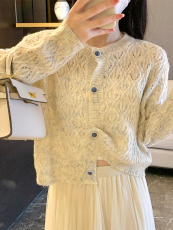 NIUNIU自制早春韩系外套女2023年春季独特设计感针织薄款宽松毛衣
