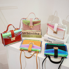 批发实拍2023新款<b class='q'>时尚</b>甜美透明亮片子母包单肩斜挎小方包外贸