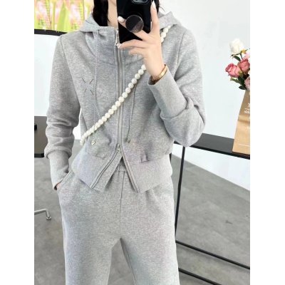 休闲运动服时尚洋气套装女2023春季新款连帽卫衣显瘦阔腿裤两件套