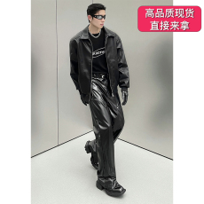 批发2023新款高街设计感朋克街头长裤<b class='q'>潮</b>牌宽松百搭高街铆钉宽松皮裤男