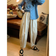 日杂风设计感小众阔腿灯笼裤女高腰直筒气球裤老爹裤子