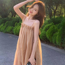 夏季法式少女旅游度假宽松吊带裙三亚海边抹胸连衣裙长裙子沙滩裙