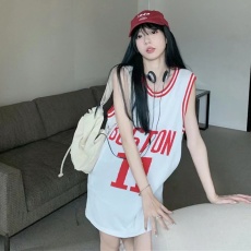 批发纯棉实价<b class='q'>连衣裙</b>t恤女夏2023年小个子中长款篮球运动球服无袖背心