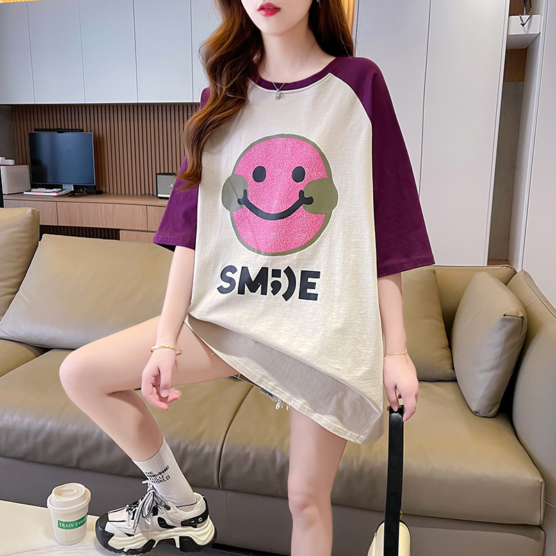 | 實拍 | 100%純棉 | 後包領 | 韓版中長款蝴蝶結短袖T恤女