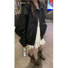 批发HEYGIRL黑哥 xi皮少女爱自由 定制pu复古黑色皮衣外套女夹克上衣