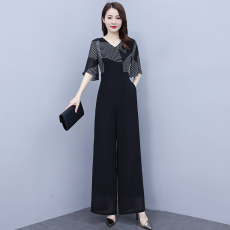 批发2026年春夏新品 拼接连体<b class='q'>裤</b><b class='q'>高腰</b>时尚气质修身长款高端阔腿<b class='q'>裤</b><b class='q'>套装</b>