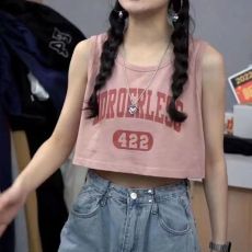 批发已出货 纯棉 美式<b class='q'>运动</b>背心T恤女春夏新款辣妹风字母