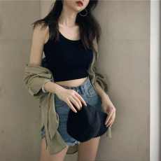 批发已出货 纯棉 32支 白色小<b class='q'>背心</b>打底无袖吊带<b class='q'>露</b><b class='q'>脐</b>短款上衣女