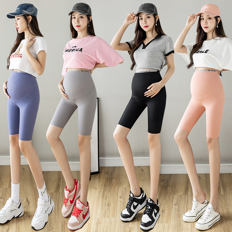 실사 임산부 레깅스 여름 얇은 스타일 오부 바지 패션 다용도 복부 지지 상어 바지 요가 안전 바지 반바지